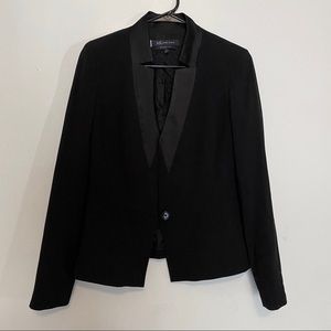 Anne Klein black stretch one button tuxedo blazer